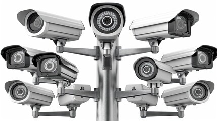 Sentinels of Surveillance: A Group of Security Cameras Watching, Protecting, and Recording