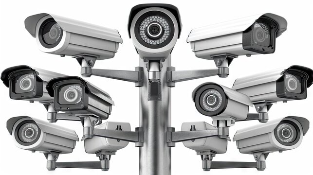 Sentinels of Surveillance: A Group of Security Cameras Watching, Protecting, and Recording