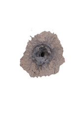 Moisture stains and plaster in poor condition, peeling paint