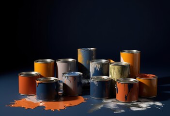 colorful paint cans