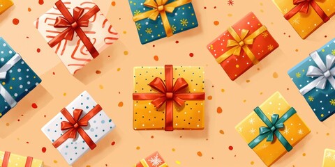 Festive Delights: a Group of Colorful Wrapped Gifts Await