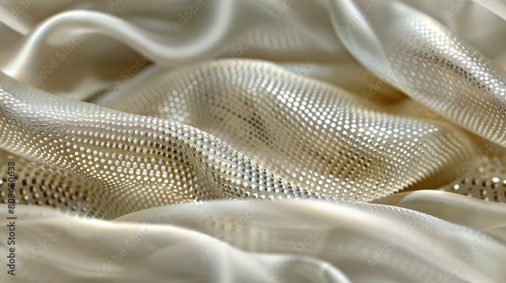 Poster close-up image of white cloth with wavy pattern on the bottom
