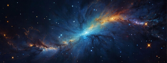 Enigmatic indigo space cosmic background of supernova nebula and stars, painting a celestial canvas of wonder.