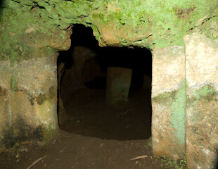 Fototapeta premium Italy Sardinia Alghero, Fertilia, Prenuragic Necropolis Anghelu Ruiu 3200-2800 BC
