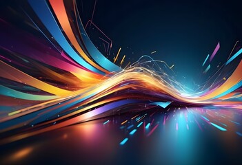 Abstract Vibrant Rainbow Waves on Dark Background - Perfect for Modern Design Projects