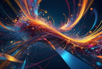 Vibrant Abstract Waves of Colorful Light Trails with Dynamic Motion, Ideal for Modern Art, Digital Design, Wallpapers and Backgrounds - High-Quality Illustration Capturing the Essence of Creativity an