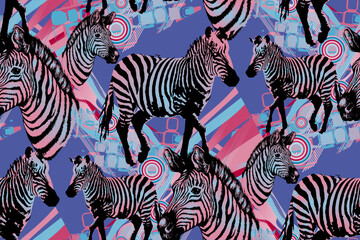 Seamless pattern of zebra. Suitable for fabric, mural, wrapping paper and the like.