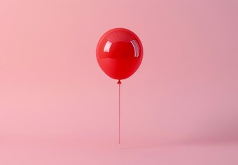 Red balloon falls on pin needle, on pink background, illustrating danger or protection concept. 