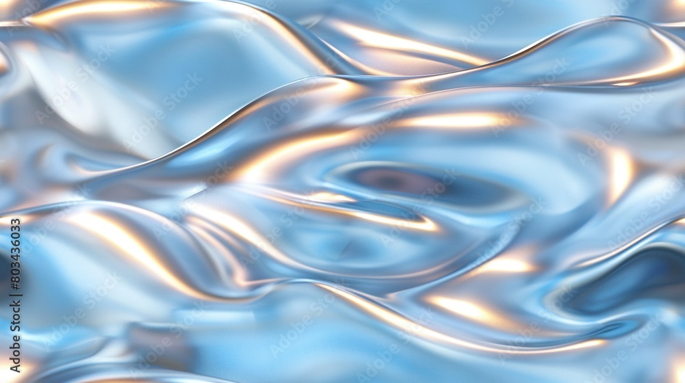 Poster shiny surface with blue and gold pattern on top and bottom
