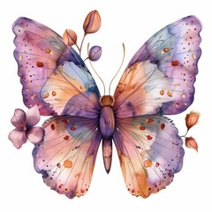 Purple Butterfly Watercolor Painting