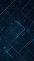 Obraz premium lines background, dark blue with light cyan lines and squares on it, tech, minimalistic design