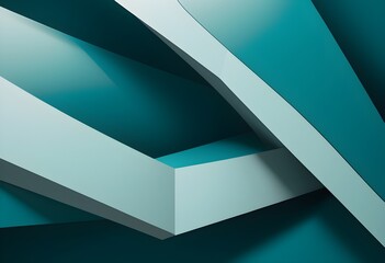 Abstract Geometric Shapes in Shades of Blue and Green, Modern Artistic Background, Contemporary...