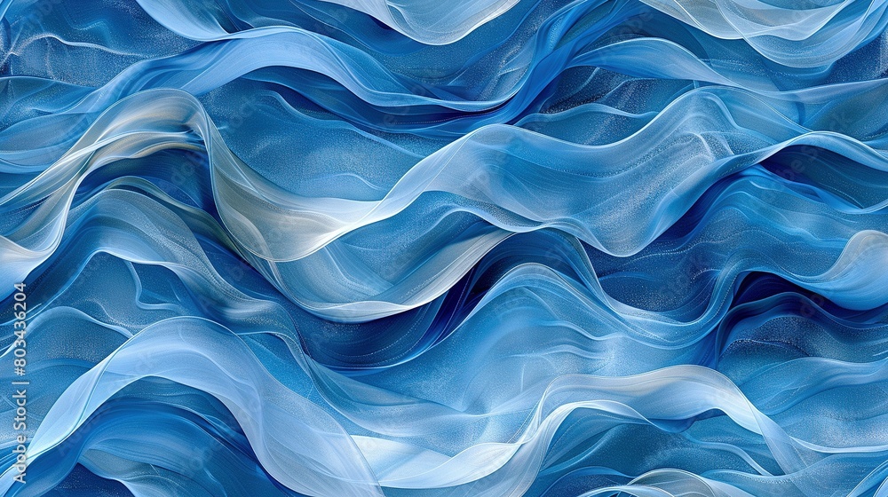 Aufkleber intricate blue and white patterns with curving lines on fabric's surface