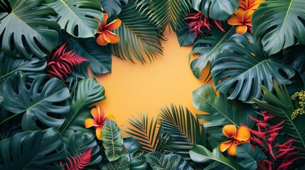 Tropical Flowers and Leaves Painting