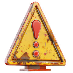 3d warning sign with an exclamation mark on white background,png