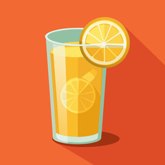 Vector illustration of a glass of lemonade on a colorful background