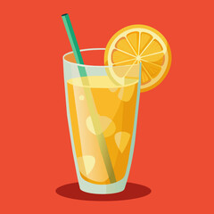Vector illustration of a glass of lemonade on a colorful background