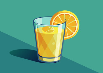 Vector illustration of a glass of lemonade on a colorful background