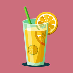 Vector illustration of a glass of lemonade on a colorful background