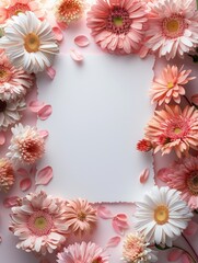 Obraz premium A blank sheet of paper by gentle flowers offers a space for expressing love or congratulations.