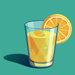 Vector illustration of a glass of lemonade on a colorful background