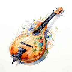 Watercolor Balalaika Illustration, Generative Ai