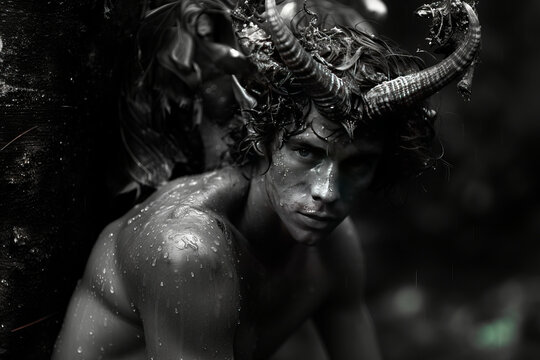 Satyr, faun, mythology creatures. AI generative - Powered by Adobe