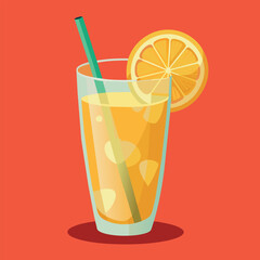 Vector illustration of a glass of lemonade on a colorful background