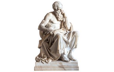 A marble statue of philosopher on white background,png