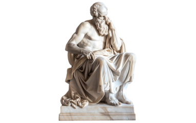 A marble statue of philosopher on white background,png