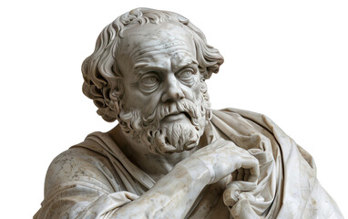 Obraz premium A marble statue of philosopher on white background,png