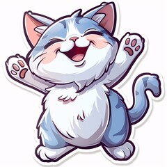 a cartoon of a cat with arms up