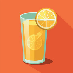 Vector illustration of a glass of lemonade on a colorful background