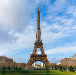 Fototapeta na wymiar View of the Eiffel Tower on a beautiful sunny day, Paris, France 2024