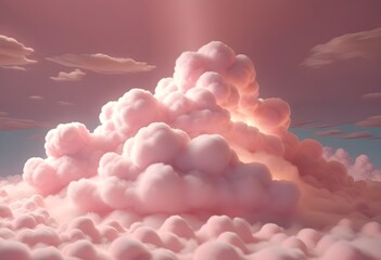 Dreamy Pink Cloud Floats in a Clear Blue Sky