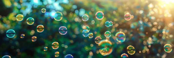 Soap Bubbles Floating in a Summer Glow