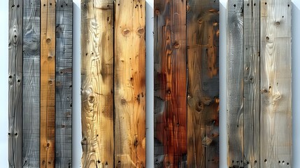 Organic Aesthetics: Four Isolated Wooden Fence Panels with Character