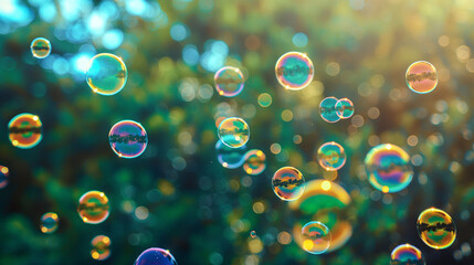 Colorful Soap Bubbles on a Sunny Day