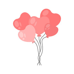 Heart balloons vector. Set of hearts decorations for the holiday. Heart shape balloon vector. Love and holiday vector logo. Vector illustration.