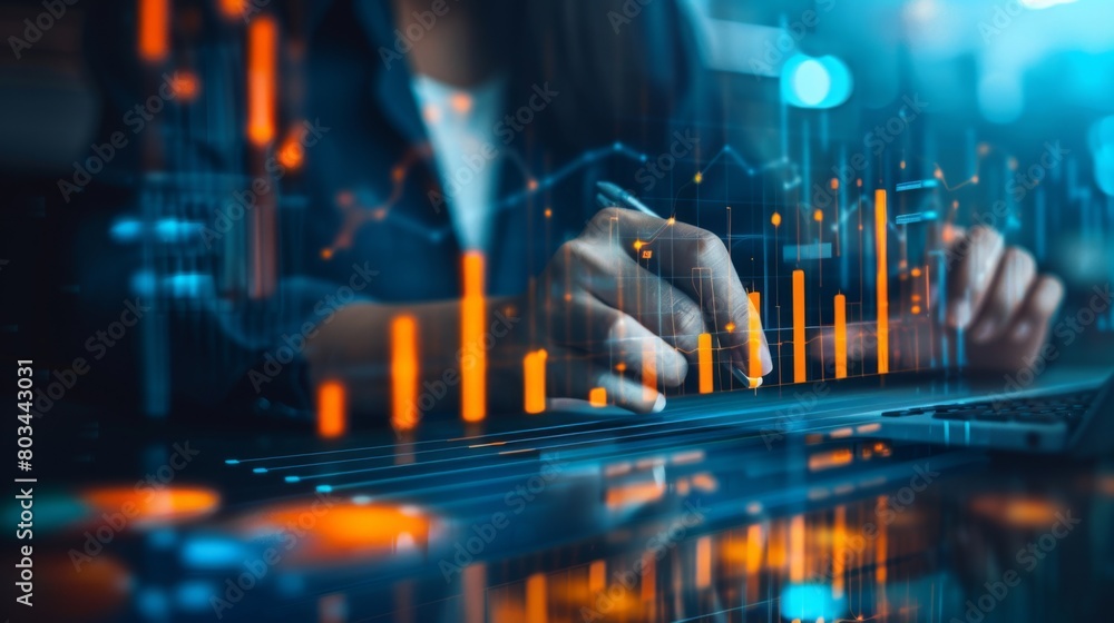 Poster a financial analyst studying a bar graph to assess market fluctuations and make informed investment 