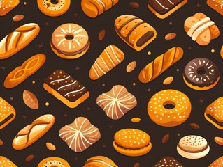 Assorted Pastries Displayed on Black Background