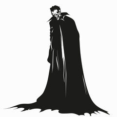 Naklejka premium silhouette of a vampire on a white background. Generative AI