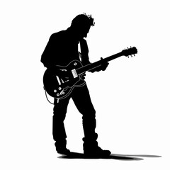 silhouette of a guitarist on a white background. Generative AI