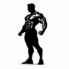 Fototapeta premium silhouette of a bodybuilder on a white background. Generative AI