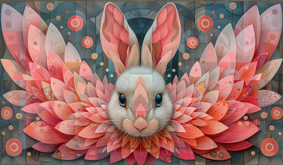 Abstract background of bunny with wings.