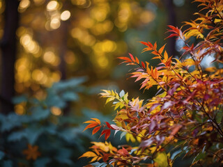 Multicolored foliage in autumn.