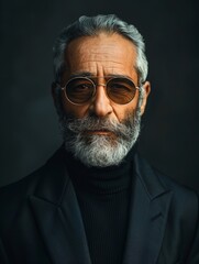 Fototapeta premium Elderly Man With Beard and Glasses