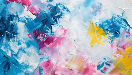 Oil Paint Brush Strokes, White Background, Bright Colors
