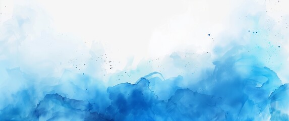 Blue Watercolor Background, Sky Colored Banner with Copy Space