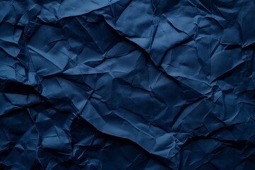 Dark Blue Paper Texture Background, Crumpled Effect, Free Space for Text